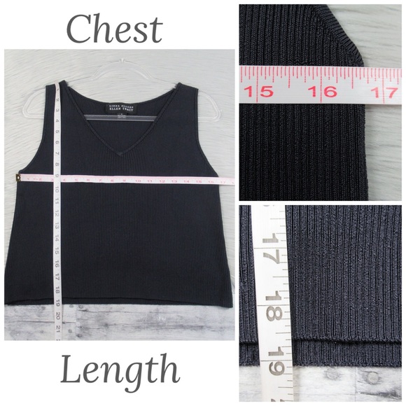 LINDA ALLARD x ELLEN TRACY Navy Cropped Ribbed V-Neck Tank Top Womens Size Large - Picture 10 of 12